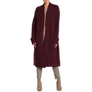 360 Cashmere Burgundy Larissa Cashmere Cardigan Wine
